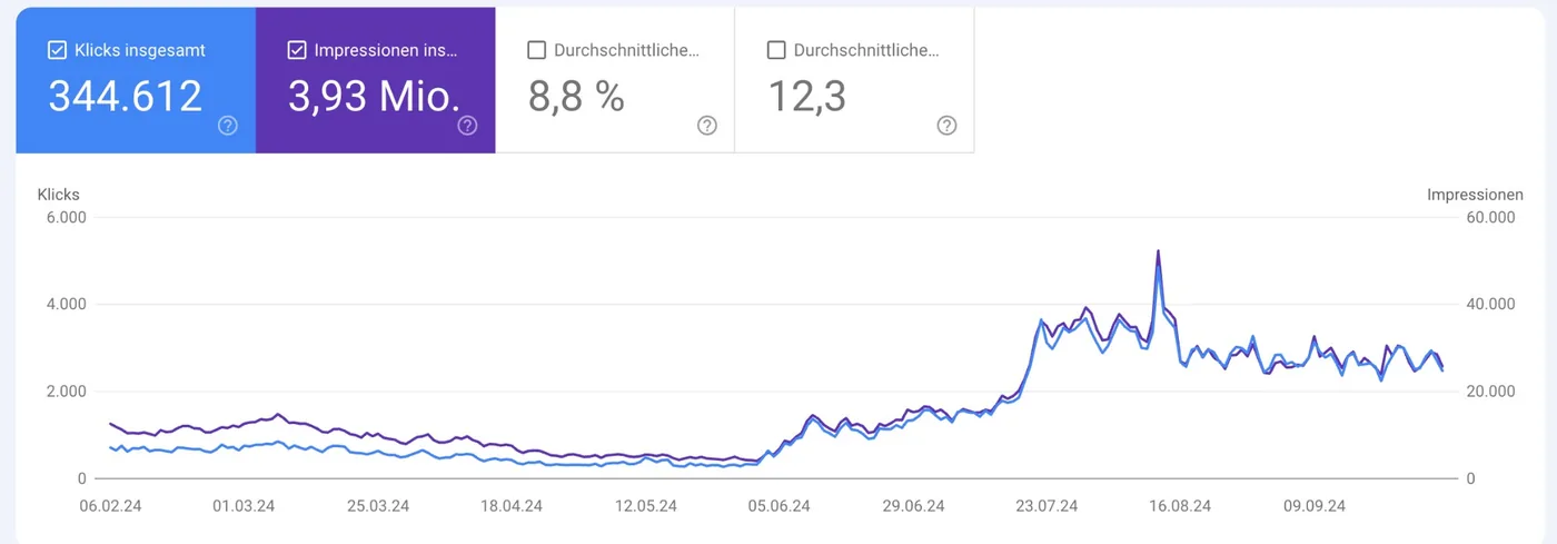 Google Search Console: Wachstum auf 344.612 Klicks im Jahr 2024